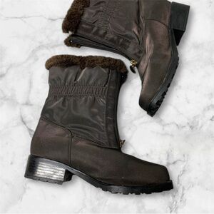Vintage Weathermates brown zipper front faux fur lined weather resistant boots 6